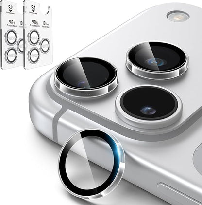 PandaShield 2-Pack Anti-Reflection Camera Lens Protector for iPhone 17/16/15 Pro & Pro Max, Easy Installation,Anti-Scratch,9H Hardness,98% Ultra Clarity,Maintains Original Lens Design - Transparent