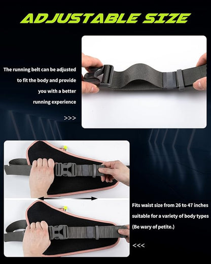 Running Belt, Waterproof Hydration Belt with Water Bottle Holder Hiking Walking Waist Pack Reflective Adjustable Fanny Pack Compatible for Phone Waistband Outdoor