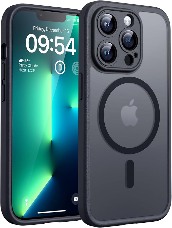 TOCOL for iPhone 13 Pro Max Case, Full Camera Protection, Drop Protection, Compatible with Magsafe, Matte Phone Case for iPhone 13 Pro Max 6.7 inch (Matte Black)