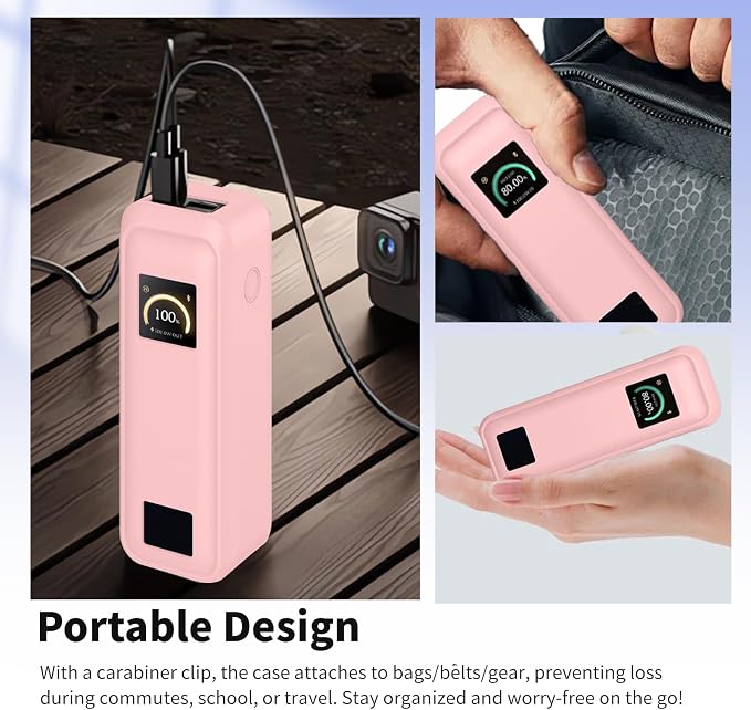 Case for Anker Prime Power Bank 20,100mAh 3-Port Portable Charger – Washable Protection Sleeve, Full Access to Charging Ports, Shockproof, Drop-Resistant, with Case-Friendly Charging[Pink]