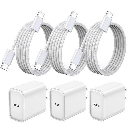 iPhone 17 16 15 Pro Max Charger Fast Charging 3Pack 20W Apple Fast Charger USB C Block with Cord for iPhone 17/17 Pro/17 Pro Max/17 Air/16/16e/16 Plus/16 Pro/16 Pro Max/15/15 Pro Max/iPad Pro/Air Pods