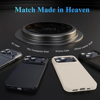 YWXTW Camera Lens Protector for iPhone 17 Pro/iPhone 17 Pro Max, [1 Step Installation Tray] Tempered Glass Screen Protector Metal Individual Camera Cover Accessories Case Friendly (Deep Blue-2Pack)