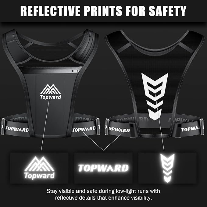 Topward Running Phone Holder Vest for Men Women Jogging Walking Exercise & Gym Workout. Waterproof Chest Pack for All Smartphones