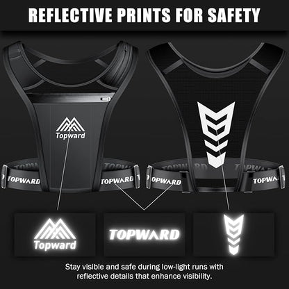 Topward Running Phone Holder Vest for Men Women Jogging Walking Exercise & Gym Workout. Waterproof Chest Pack for All Smartphones