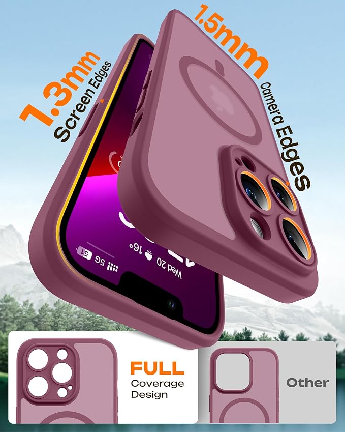 TOCOL for iPhone 13 Pro Max Case, Compatible with Magsafe Charger, Full Camera Protection, Translucent Matte for iPhone 13 Pro Max iPhone Case 6.7 inch (Plum)