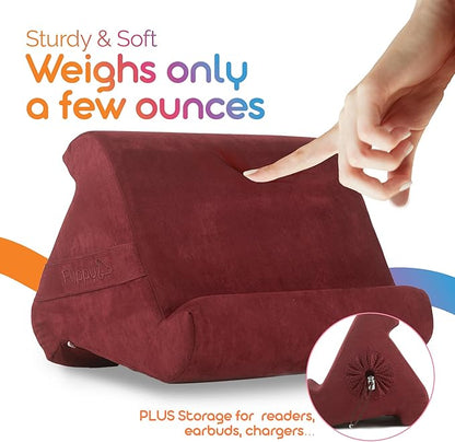 Flippy Original Tablet Pillow Stand & iPad Holder, Gift for Book Lovers & Readers, Multi-Angle Stand with Storage for Lap, Desk & Bed, Compatible with Kindle, Fire, iPad & Samsung, Nebbiolo