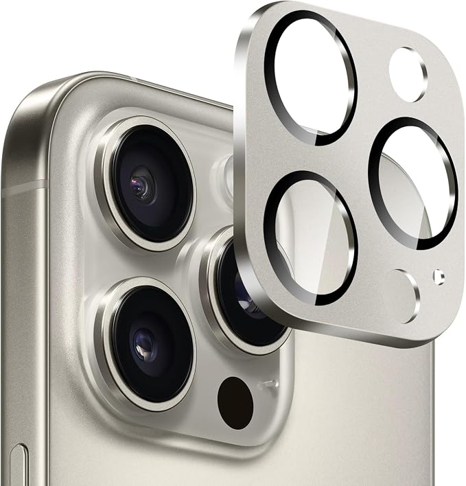 SAHARA Ultra-Strong Camera Lens Protector for iPhone 16 Pro / 16 Pro Max (2-Pack), Scratch-Resistant Tempered Glass, HD Clear, Anti-Fingerprint, Easy Install, Natural Titanium (ZD00163)