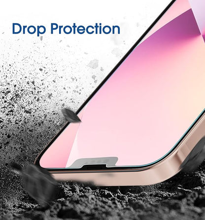 amFilm OneTouch Glass Screen Protector Compatible with iPhone 13 Mini 5.4" 2021 with Easy Installation Kit, Full Coverage Case Friendly, Tempered Glass, 2 Pack