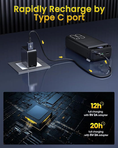 Portable Charger Power Bank 60000mAh 22.5W USB C Fast Charging Battery Bank with 4 Outputs & 3 Inputs LED Display Huge Capacity External Battery Bank LED Display for iphone, Samsung, Google etc