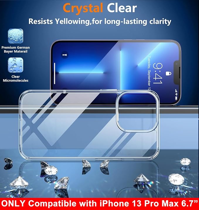 SPIDERCASE Only Designed for iPhone 13 Pro Max Case, Slim Thin Phone Case Only for iPhone 13 Pro Max 6.7", Clear