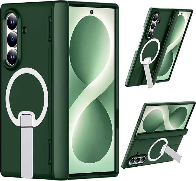 For Samsung Galaxy Z Fold 8 Ultra Case with Kickstand & Screen Protector | MagSafe-Compatible,Military Grade Drop Tested Non-Slip Slim Shockproof Case for Samsung Galaxy Z Fold 8 Ultra-Dark Green