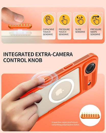 Lanhiem Magnetic for iPhone Air Phone Case, IP68 Waterproof Dustproof Phone, Compatible with Magsafe Built-in Screen Protector Full Body Heavy Duty Rugged Phone 17 Air Cover, 6.5 inch, Cosmic Orange