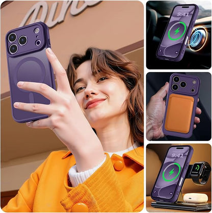 MOCCA Magnetic for iPhone 17 Pro Case, (Compatible with Magsafe) (16FT Military Grade Protection) Full Camera Protection Anti-Fingerprint Slim Translucent Matte Phone Cover 6.3",Deep Purple