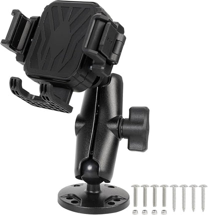 Phone Mount Holder with Vibration Dampener [Camera Friendly] [1s Lock & Release] [Aluminum Round AMPS Base & Medium Arm], for Car Boat Truck, Fits 4.7-7.2" Smartphones