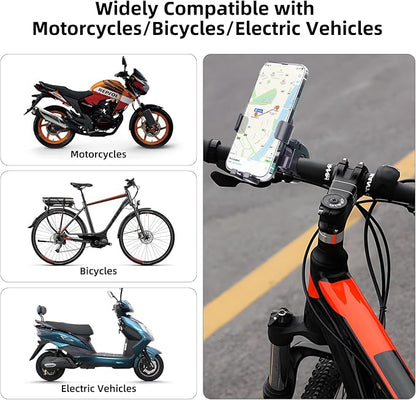 Motorcycle Phone Mount,Bike Phone Holder, Bicycle Handlebar Cell Phone Mount Smartphone Holder Mount 360° Adjustable One Hand Operation, Bike Accessories Handlebar Phone Clip Holder, 94001