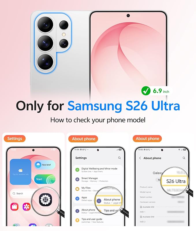 FNTCASE for Samsung Galaxy S26-Ultra Case: [Fit for Magsafe] [Full Camera Protection] Translucent Matte Cases with [Screen Protector] Military Grade Shockproof Protective Phone Cover - Light Pink