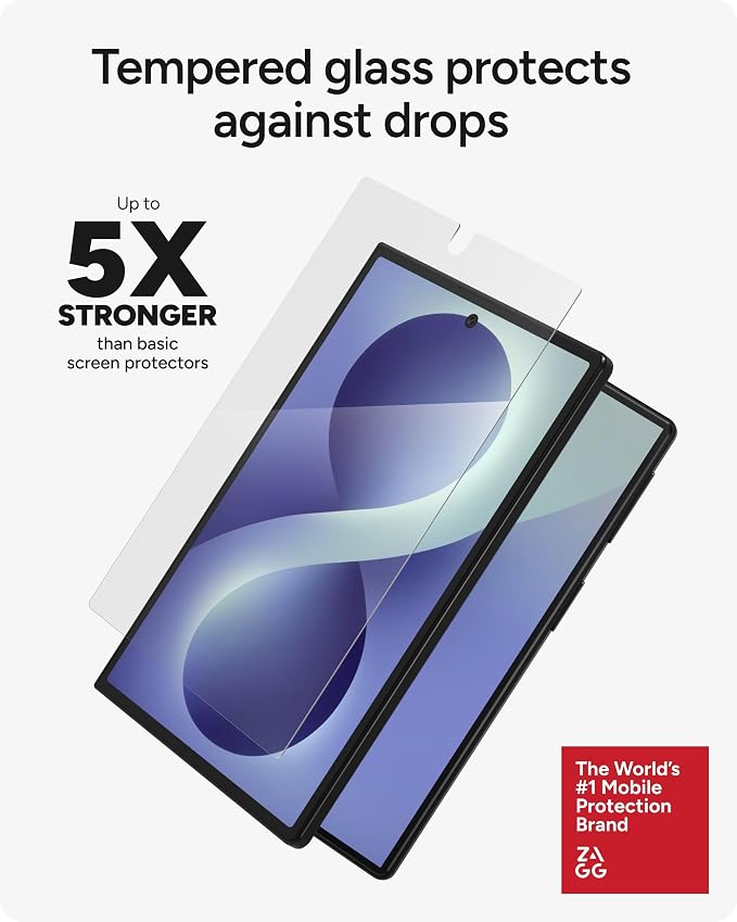 ZAGG Glass Elite Samsung Galaxy Galaxy Z Fold8 Screen Protector | Front Screen, 5x Stronger Tempered Glass, Fingerprint Scanner Compatible, 30% Recycled Glass, InvisibleShield, Easy Install