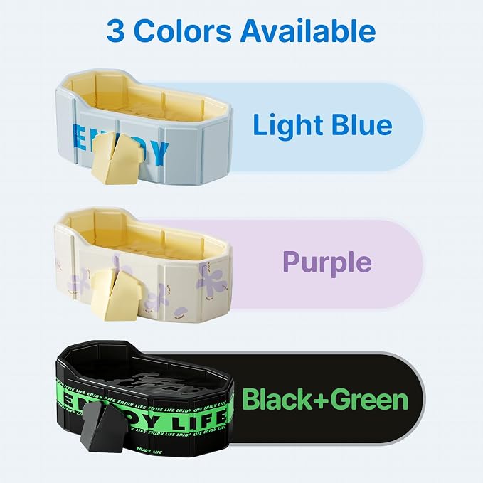 Portable Foldable Bathtub, Freestanding Bathtub No Installation, Bathroom SPA Soaking Bath Tub, Shower Stall Collapsible Hot & Ice Bath Tub (Purple, 47.2"L x 21.6"W x 19.6"H)