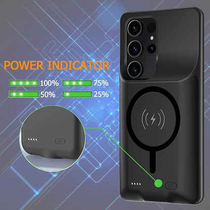 Battery Case for Galaxy S25 Ultra, Enhanced 12000mAh Slim Portable Protective Charging Case Backup Power Bank Battery Pack Compatible with Galaxy S25 Ultra 6.9 inch Extended Charger Cover-Black