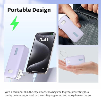 Case for Anker Nano 3-in-1 Portable Charger 10000mAh – Washable Protection Sleeve, Full Access to Charging Ports, Shockproof, Drop-Resistant, with Case-Friendly Charging[Purple]
