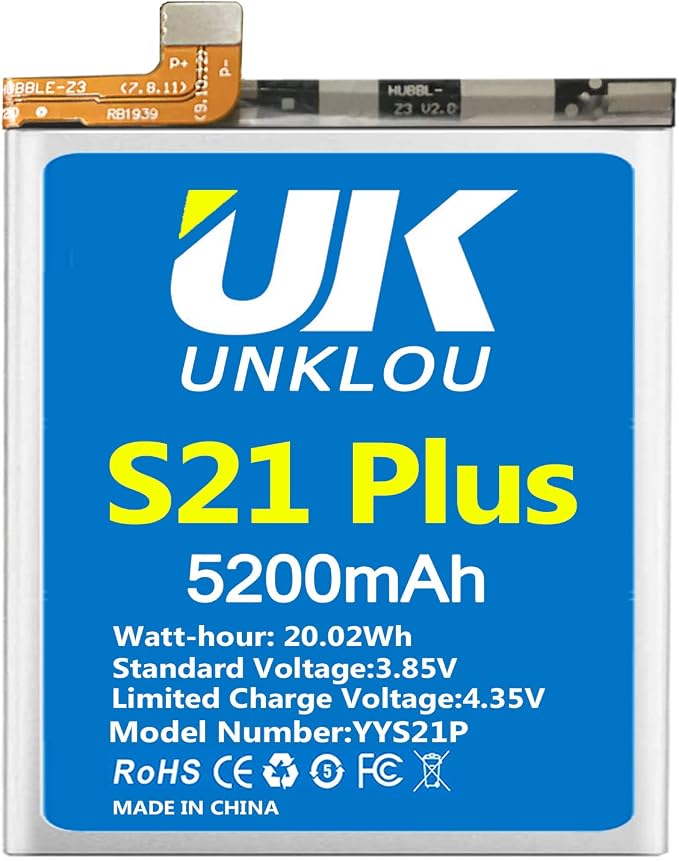 Galaxy S21 Plus Battery, (Upgraded) UNKLOU 5200mAh Li-Polymer EB-BG996ABY Replacement Battery Compatible with Samsung Galaxy S21+ S21 Plus 5G SM-G996 with Repair Tool Kit