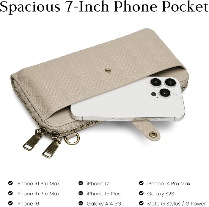 befen Leather Wristlet Wallet for Women Cell Phone Purse with Built in Wallet Vintage Leather Crossdody Bag Clutch Purse