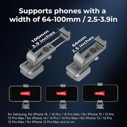 SMALLRIG Metal Phone Mount with Baseplate for Arca-Swiss,Compatible for DJI RS 4 Mini & RS 3 Mini, Phone Mount Adapter Support Free Adjustment Joints, Phone Tripod Mount for iPhone 17/16/15-5338