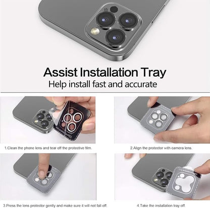 YWXTW [1 SET Camera Lens Protector Compatible with iPhone 12 Pro Max 6.7 inch, [Installation Tray] Aluminum Alloy Tempered Glass Camera Circle Cover
