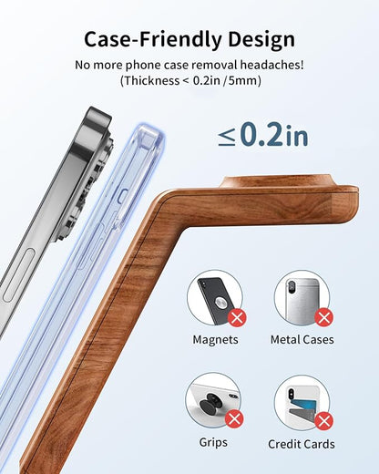 JoyGeek 3 in 1 Charging Station for Apple Devices, Wireless Charger Stand for iPhone 17/16/15/14/13/12/11/SE/X Pro Max Plus - Apple Watch 11/10/9/Ultra 2/8/SE/7/6/5 - AirPods Pro 2/3/2