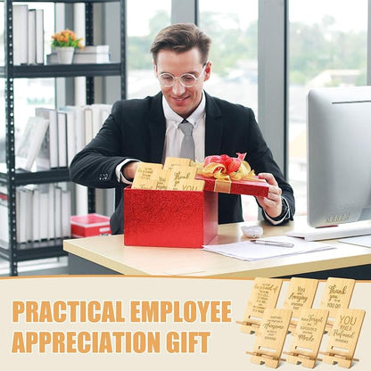 Ripeng 24 Pcs Employee Appreciation Gifts Bulk Bamboo Phone Stand for Desk Office Worker Thank You Gift for Administrative Team Coworkers Staff Graduation Nurse Teacher Week (Assorted Inspirational)