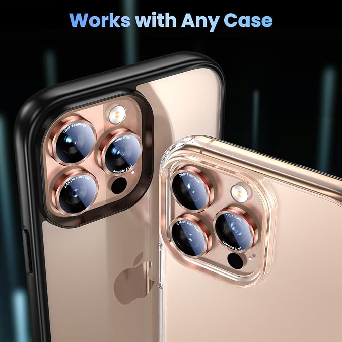 Uyiton for iPhone 13 Pro Max/13 Pro Camera Lens Protector - [2025 Design] Military-Grade Tempered Glass Metal Camera Cover, Outdoor/Travel/Daily Use, Gold+Red