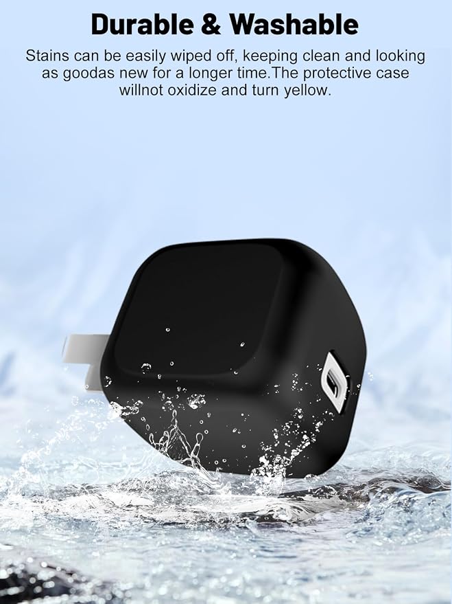 Silicone Protective Case for Belkin 45W USB C Charger Block, Full-Body Protective Cover with Precise Cutouts, Shockproof Dustproof Charging Protector Sleeve & Scratch-Resistant Sleeve (Black)