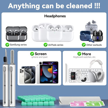 for Airpods Cleaner Kit,Bluetooth Earbuds 3 in 1 Multi-Function Cleaning Pen and Cleaning Putty,for Airpods Pro Phone Charging Port,Earbuds,Headphone, iPod,Case,iPhone,ipad,Laptop
