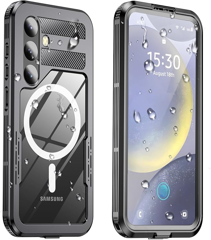 for Samsung Galaxy S24 Waterproof Case, [Fit for Magsafe] [IP68 Water Proof] [Built-in Screen Protector], Magnetic Heavy Duty Military Grade Rugged Phone Case for S 24 6.2", Black