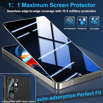 3 Pack Privacy Screen Protector for Samsung Galaxy S26 Ultra Tempered Glass + 2 Pack Camera Lens Protector, True 25°Anti Spy, Military Grade Shatterproof, 9H+ Hardness, Auto Alignment Frame 6.9"