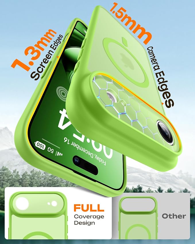 TOCOL for iPhone Air Case, Compatible with Magsafe Charger, Full Camera Protection, Drop Protection, Translucent Matte Phone Case for iPhone 17 Air 6.5 inch (Light Green)