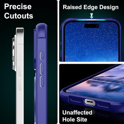 360° Magnetic Swivel Ring for iPhone 16 pro max case, Built-in Metal Stand and Ring Holder, Magsafe Compatible, Military Grade Protection, Shock Resistant - Blue