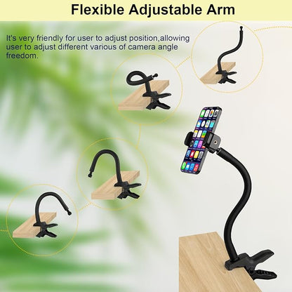 [Upgrade] Phone Holder Jaws Flex Clamp,11.8" Gooseneck Arm Aluminum Alloy Ball Head Mount for Desk/Table/Pole/Board,Compatible with 3.5~7.5" iPhone/HTC/LG/Nexus/Huawei/Smartphone