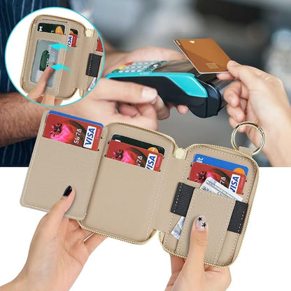 Cavor Compatible with MagSafe Wallet Genuine Leather Cash Wallets for Women, Magnetic Phone Wallet for iPhone 17 Pro Max/16/15/14/13/12, id Credit Card Holder with Mag safe Keychain-Grey