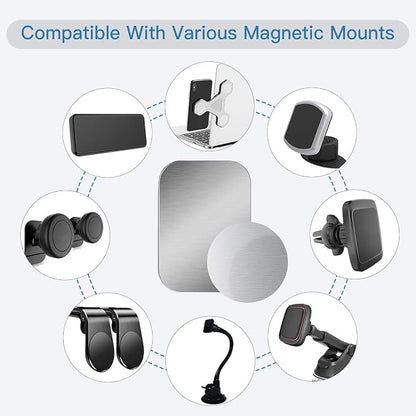 OWLKELA Mount Metal Plate for Phone Magnet Car Mount Holder Cradle with Adhesive, Universal Replacement Sticker Compatible with Magnetic Mounts - 10 Pack Silver (4 Rectangle and 6 Round)