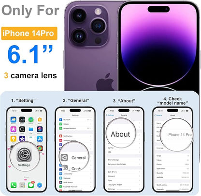 ROYBENS for iPhone 14 Pro Matte Clear Case Compatible with Magsafe, Full Camera Lens Protection, Screen Protector, Wrist Strap, Translucent Magnetic Slim Hard Protective Phone Cover, Purple