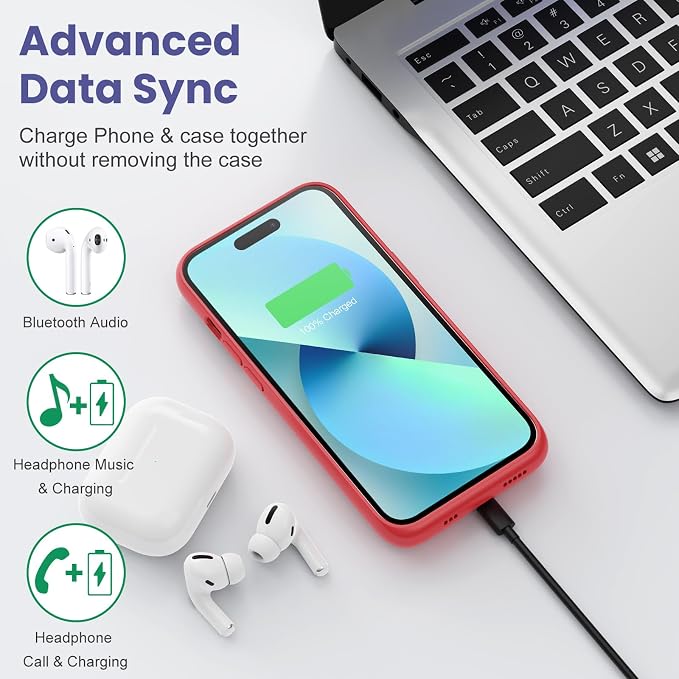 Feob Battery Charging Case for iPhone 12Pro Max/13Pro Max/14Pro Max/14 Plus (6.7 Inch), Powerful 8600mAh Portable Rechargeable Charger for iPhone 14ProMax/14Plus/13Promax/12Promax Battery Case-Red