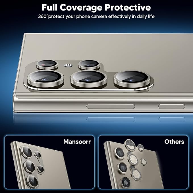 for Samsung Galaxy S24 Ultra Camera Lens Protector, [Full Protection] [Powerful Strength Adsorption] Matte Alloy Metal Ring Glass Camera Screen Protector for Galaxy S24 Ultra,Gray