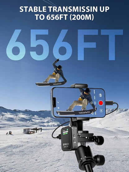 SYNCO G2(A2) Pro Dual Wireless Lavalier Mic with Charging Case 48KHz 24Bit for Vlogging Live Streaming Interviews Lapel Microphone 656FT for Camera Smartphone Tablet