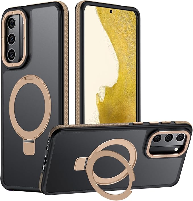 for Samsung Galaxy S22 Plus Case, Magnetic Adjustable Ring Stand [Fit for Magsafe], [Military-Grade Shockproof Protection] Phone Case with Kickstand&Ring Holder (Desert Gold)