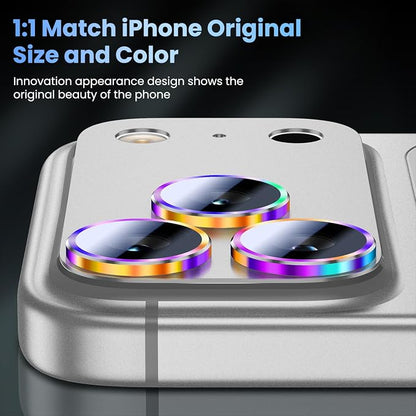 Uyiton for iPhone 17 Pro Max Camera Lens Protector, Not Easy to Break [Strong Adsorption][Case-Friendly] Metal Tempered Glass Rear Camera Screen Cover, Colorful Silver