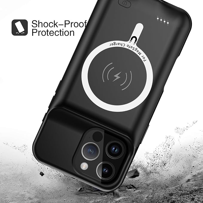 Battery Case for iPhone 16 Pro Max, Upgraded 12000mAh Battery Pack Rechargeable Charger Case with Wireless Charging Compatible for iPhone 16 Pro Max (6.9 inch) External Battery Charging Cover (Black)