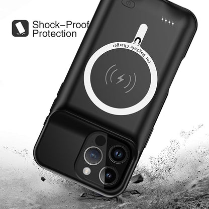 Battery Case for iPhone 16 Pro Max, Upgraded 12000mAh Battery Pack Rechargeable Charger Case with Wireless Charging Compatible for iPhone 16 Pro Max (6.9 inch) External Battery Charging Cover (Black)