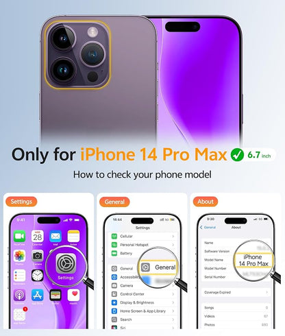 FNTCASE for iPhone 14 Pro Max Case: [Compatible with Magsafe] Translucent Matte Cases with [Full Camera Protection] [Screen Protector] Military Grade Shockproof Protective Phone Cover - Purple