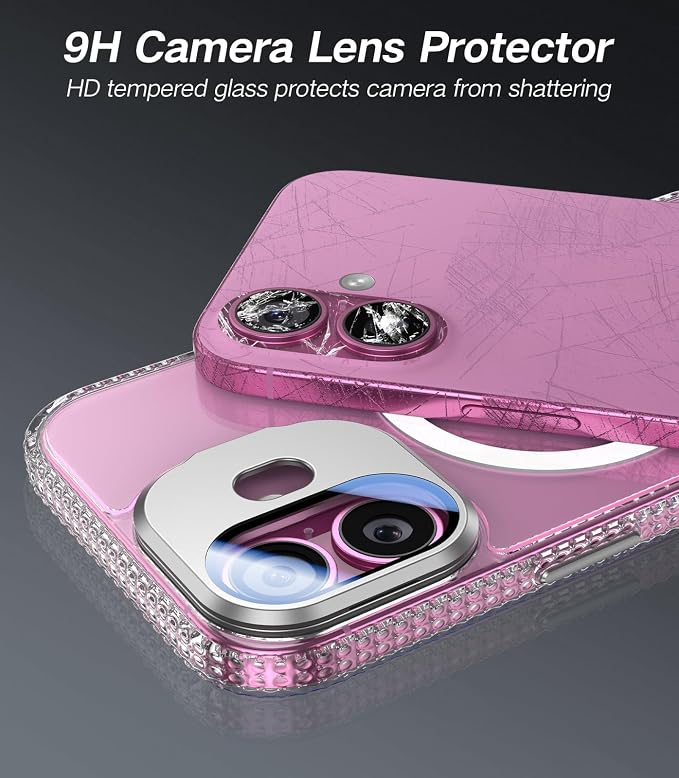 [Upgraded] for iPhone 16 Case with Camera Cover Stand [Fit for MagSafe][9H Camera Lens Protector] Mil-Grade Protection Transparent Magnetic iPhone 16 Phone Case, Clear